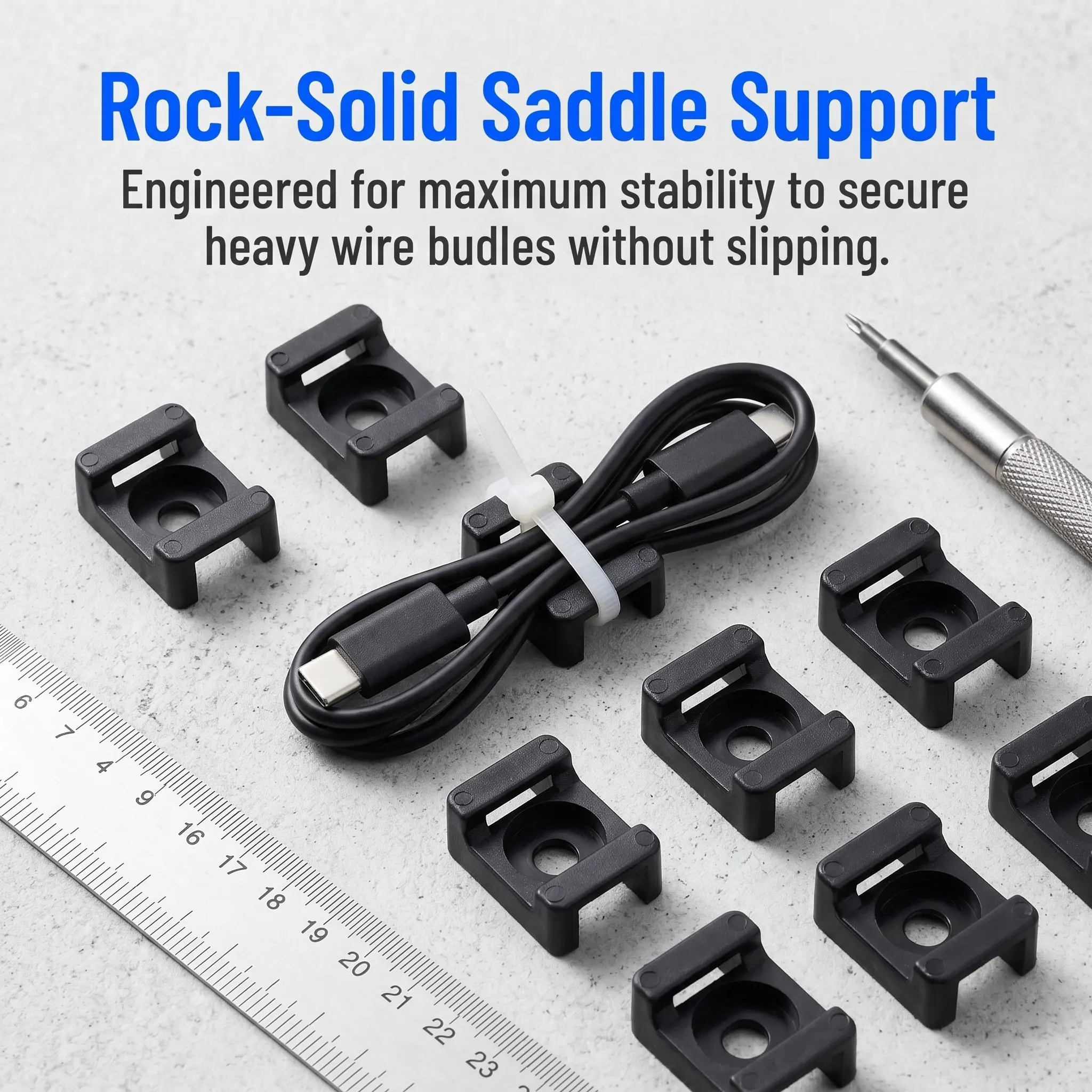 120Pcs Cable Tie Mount Base Saddle Design Wire Holder Screw Fix Seat for Secure Cable Tying and Professional Wire Management