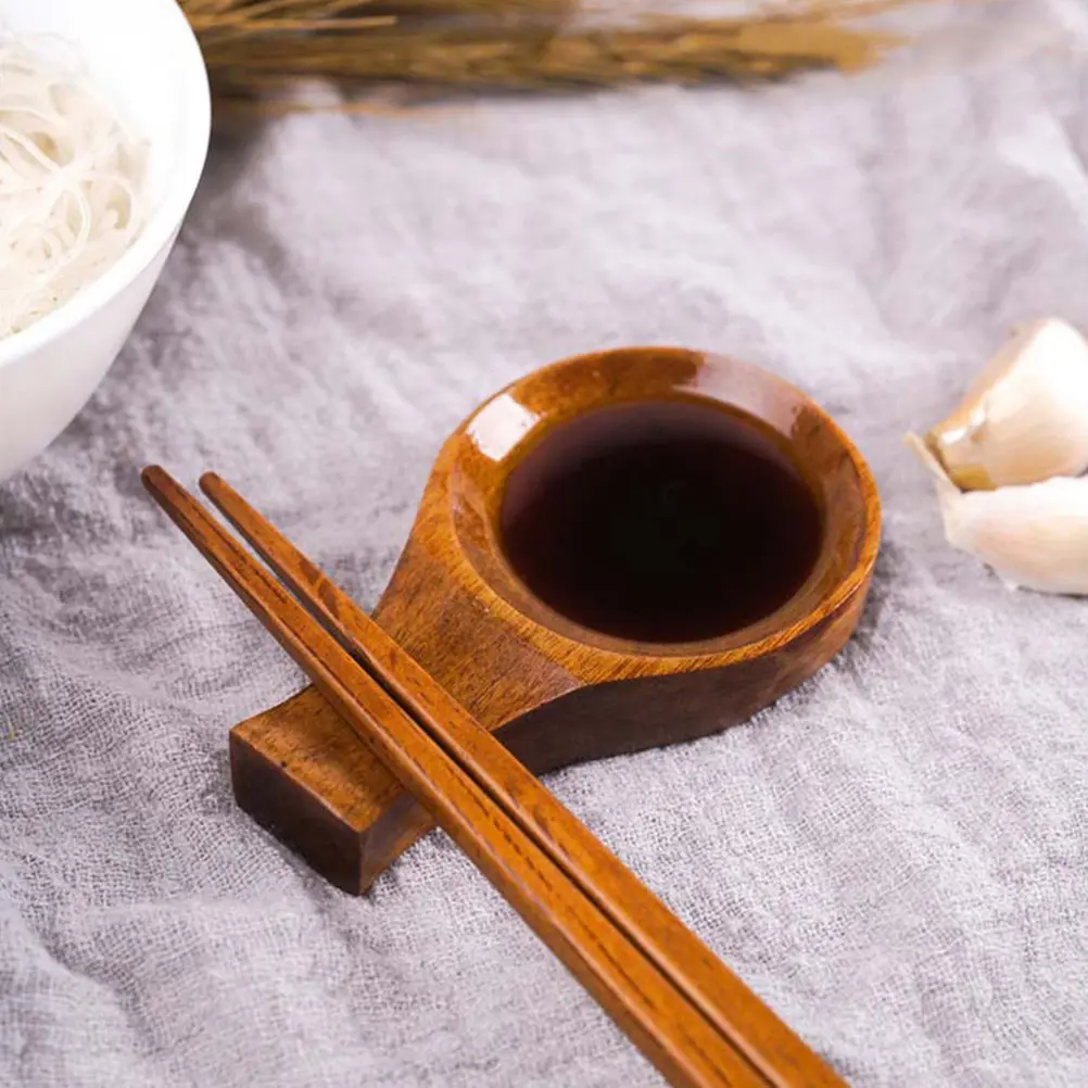 Natural Wood Sauce Dish – Stain & Scratch Resistant Condiment Plate for Ketchup, Soy Sauce, Mustard
