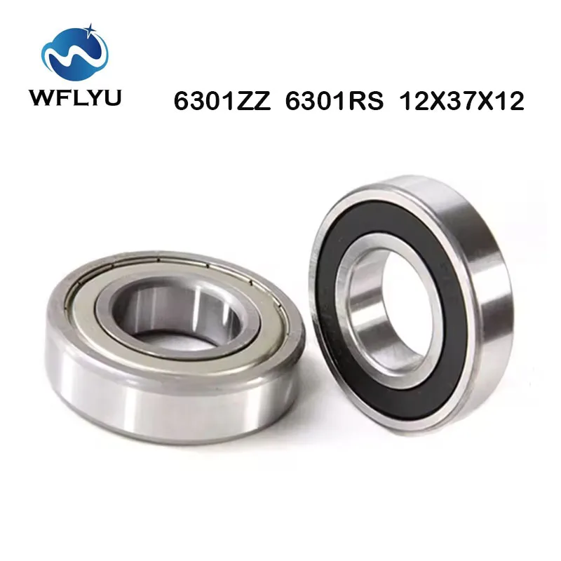 

( 10PCS ) 6301RS 12x37x12mm Deep Groove Bearing ABEC-5 Ball Bearing 6301ZZ 6301-2RS EMQ Quality 6301-2RS roulement billes