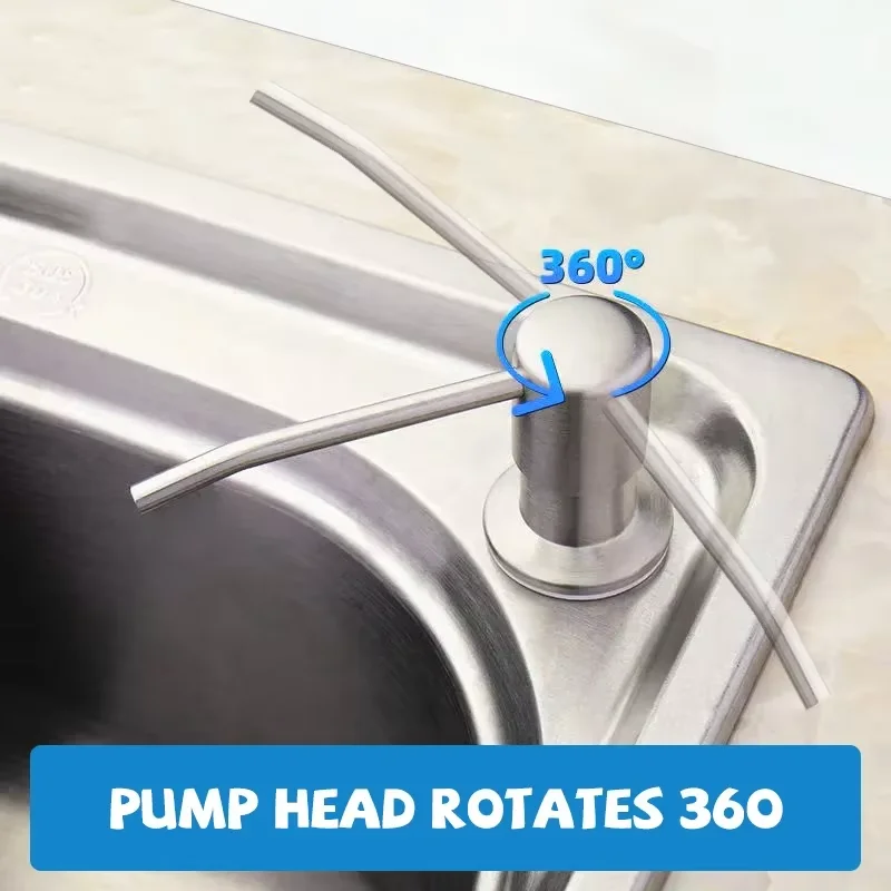 Kitchen Sink Liquid Soap Dispenser Pump Stainless Steel 350ml Sink Mount Hand Press Soap Bottle Dish Soap Dispenser