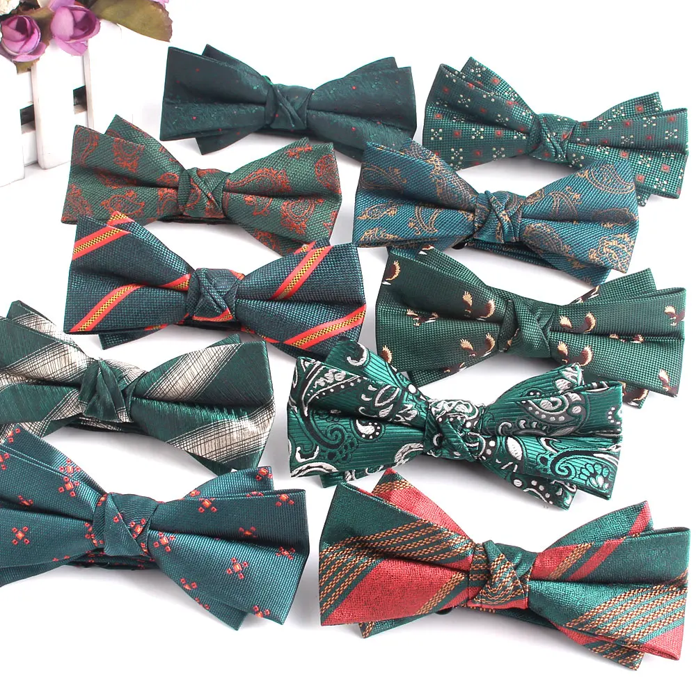 Wedding Bow ties For Groom Fashion Casual Bow tie For Men Women Bow knot Adult Green Pattern Bow Ties Cravats Groomsmen Bowties