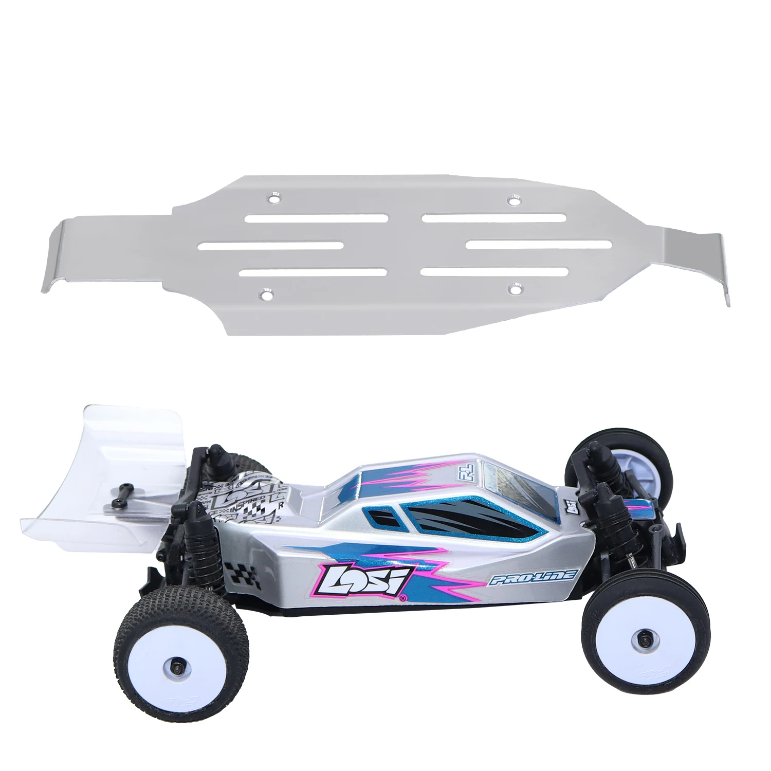 Losi 1/24 micro-b 2wd buggy chassi de aço inoxidável placa guarda kit alta qualidade rc op modificado metal atualização parte