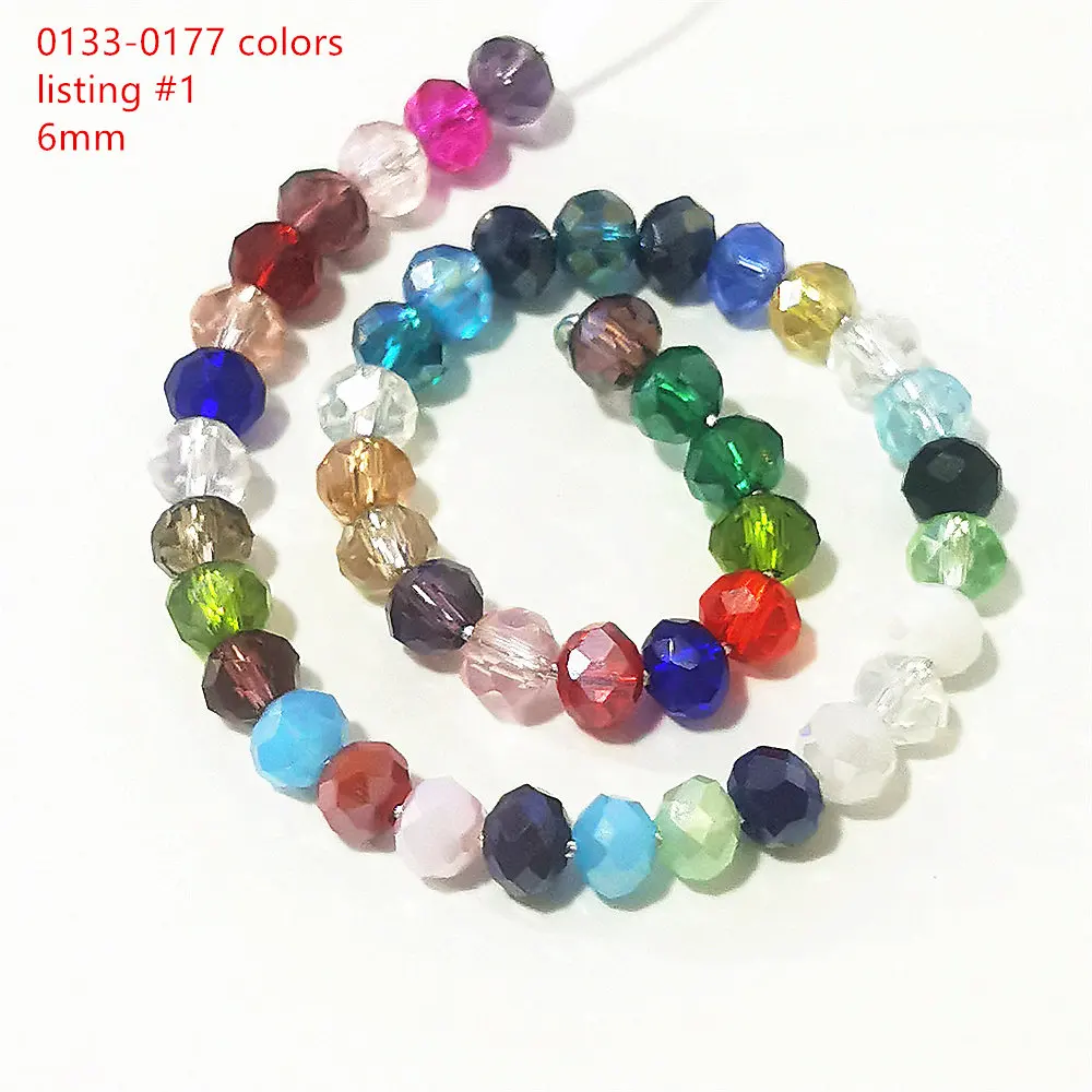 #1 Listing  6mm 50pcs Diy Rondelle Faceted Crystal Wholesale Loose Beads Craft Charms beads Spacer Bead Jewelry Makings Glass