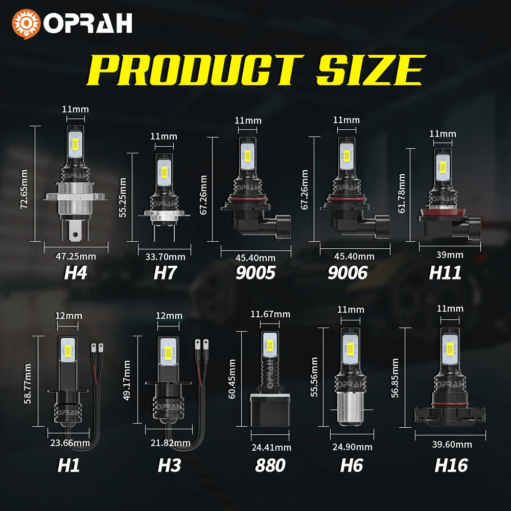 2pcs Car LED Fog Light  H7 H1 H3 H11 9005/HB3 9006/HB4 880 881 H27  Headlights Bulb 3570 Chip 2 LED DRL Driving Lamp 6000K White