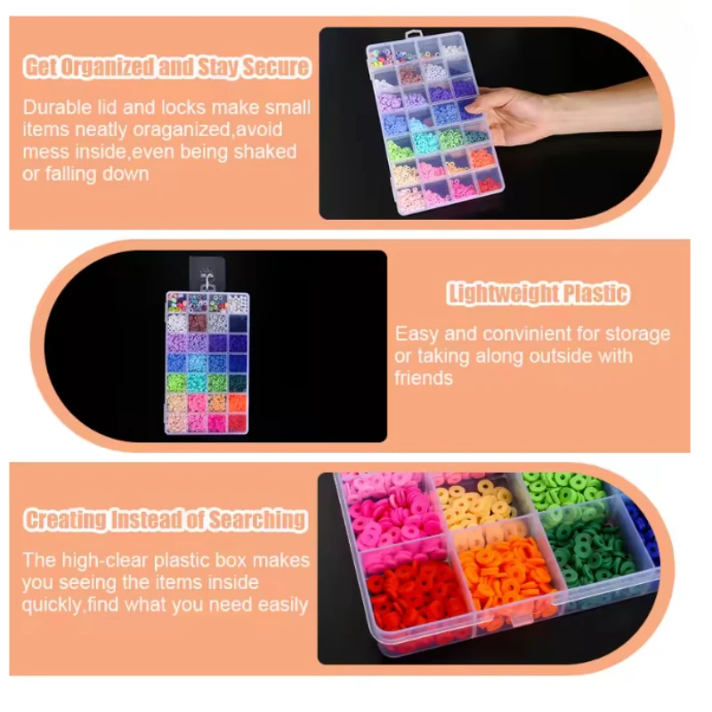 Transparent Fixed With Slot Beaded Anti-string 15-28 Grid Plastic Storage Box Jewelry Classification Parts Division Box