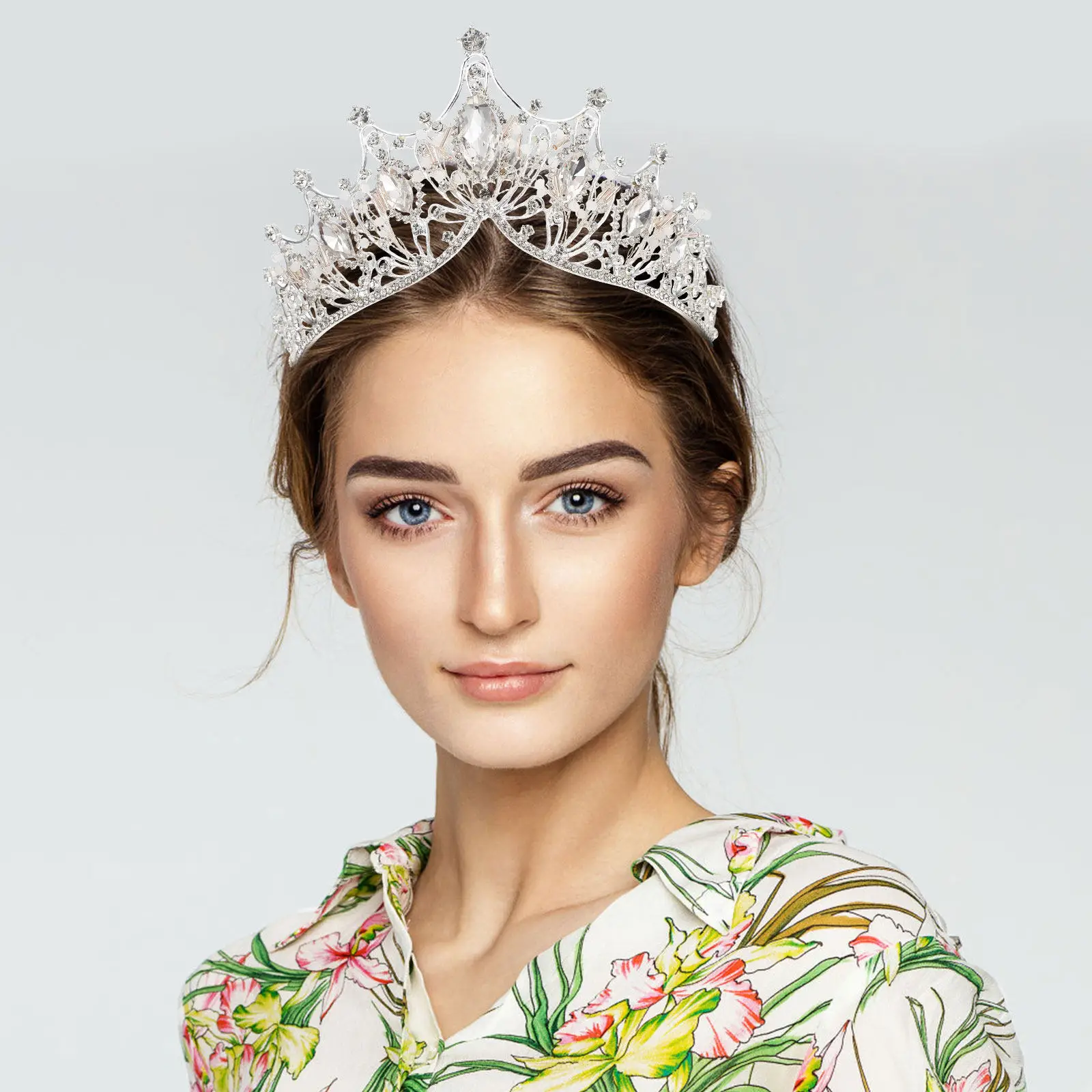 

Шикарная свадебная корона-тиара из сплава с кристаллами, украшение для волос невесты, аксессуары для вечеринок, выпускных, фестивалей и банкетов