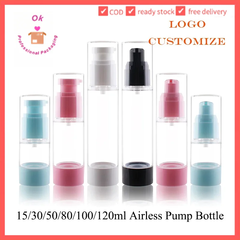 

10/20/50pcs AS Airless Cream Pump Bottle 15/30/50/80/100/120ml Travel Refillable Bottles Serum Empty Plastic Container RX41402