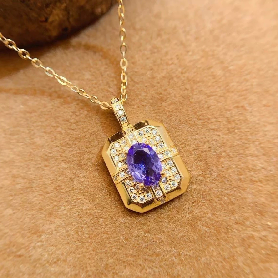 925 Silver Natural Tanzanite Pendant with Certificate 5x7mm 0.7ct Genuine Tanzanite Fine Jewelry Gift for Women