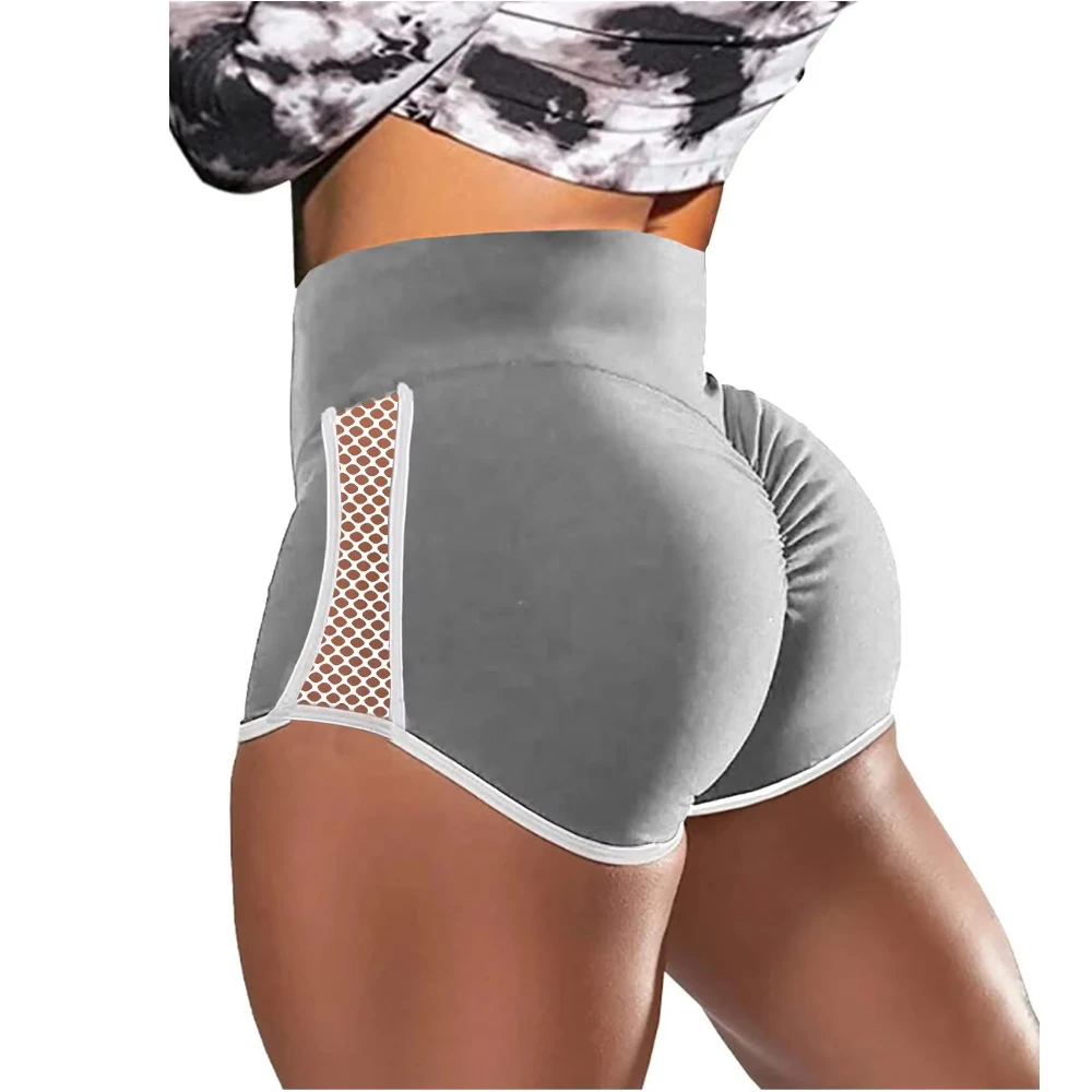 Women Yoga Shorts Color Clash High Waist Workout Shorts Fitness Yoga Lift Butt Fitness Ladies Running Short Pants Sportswear