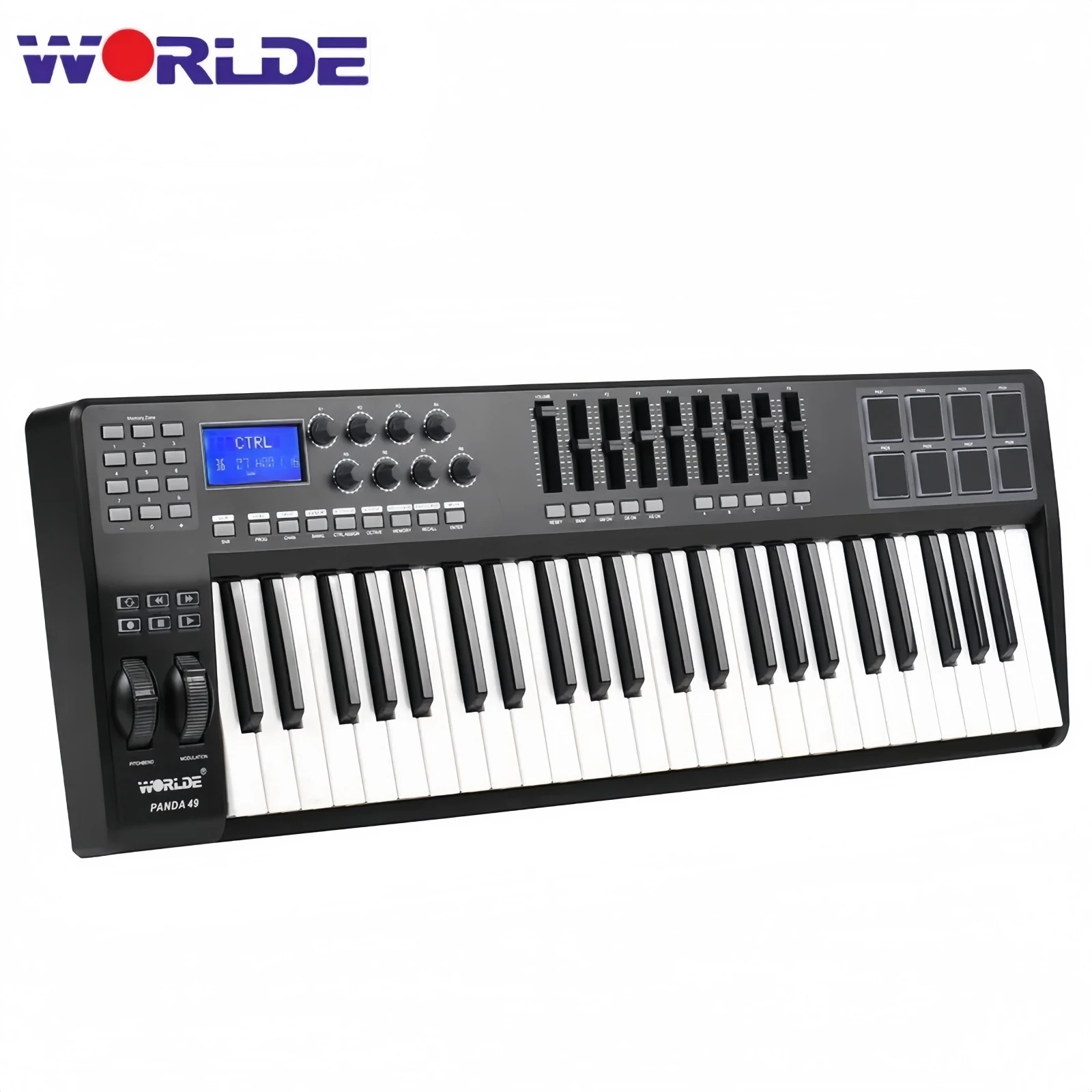 WORLDE PANDA49 Edu Pack 49-Key MIDI Keyboard 8 RGB Pads Cross-Platform System for iOS/Android/Win/macOS Teaching Beginners Gift