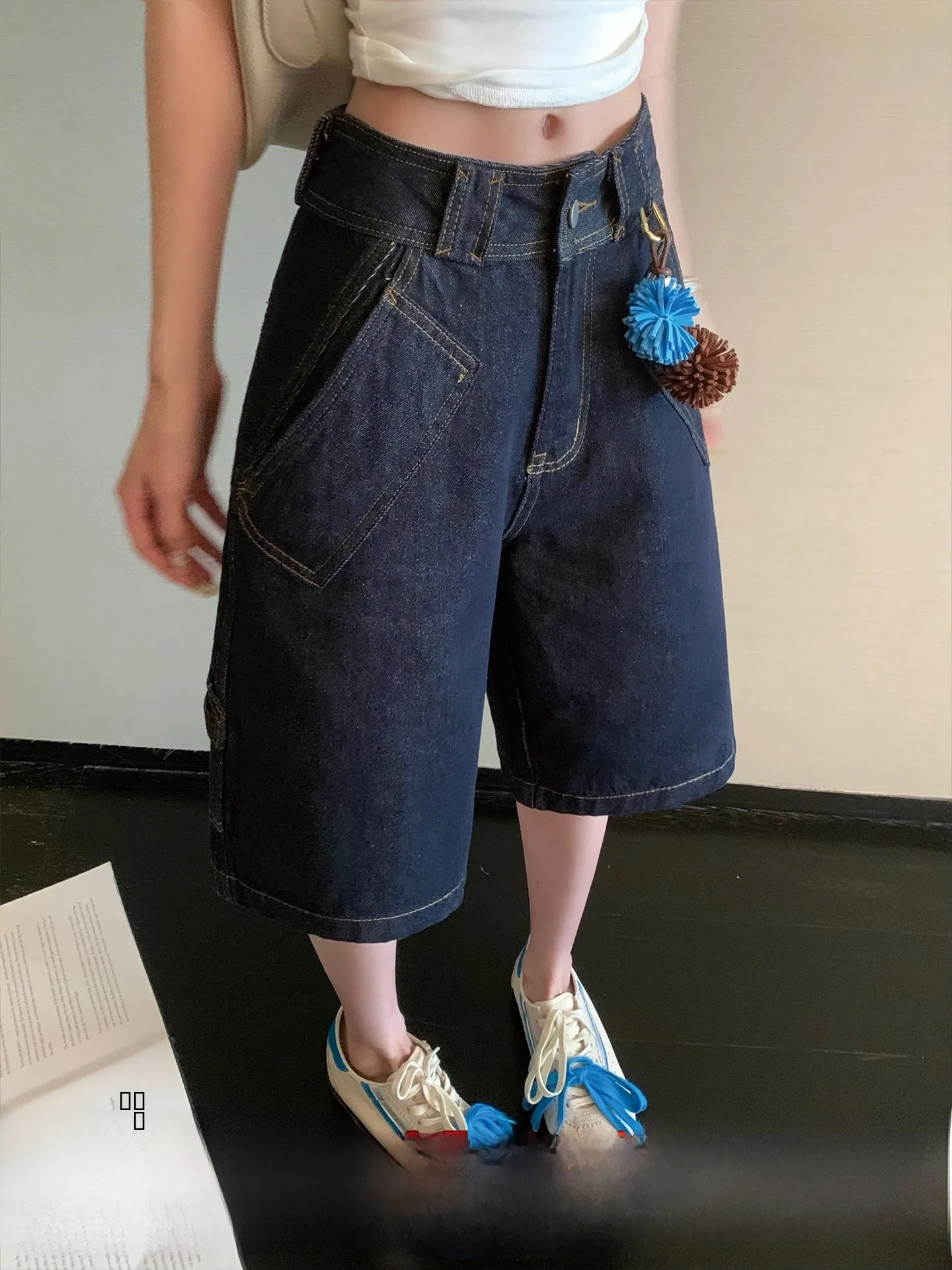 

Джинсы женские летние тонкие свободные прямые с высокой талией, утягивающие, повседневные, широкие штанины, в стиле ретро, оригинального цвета, джинсовая ткань