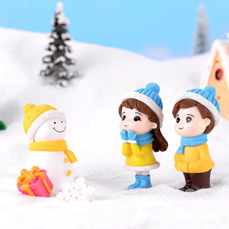 3 Pcs Winter Snow Lovers Creative Small Ornaments Handmade Snow Landscape Landscaping Cute Winter Couple Snowman Jewelry