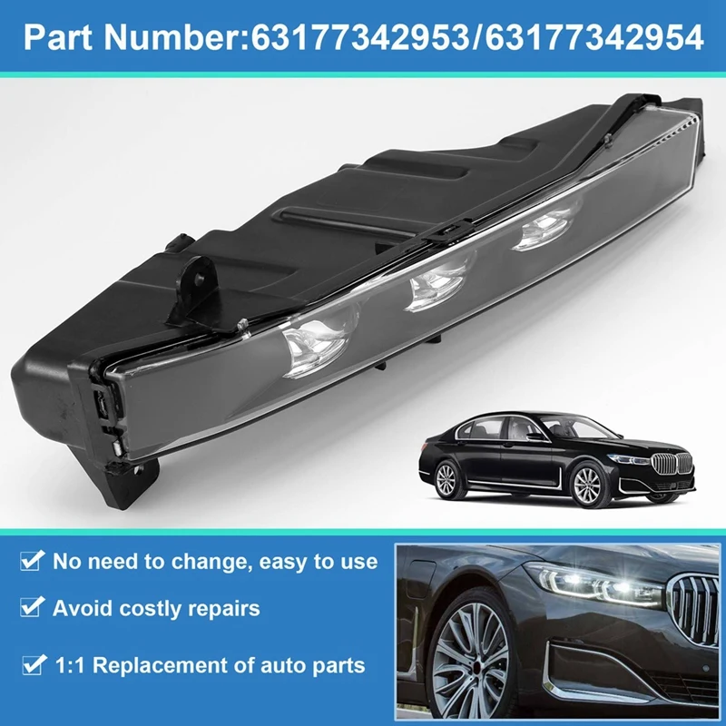 1Pair Front Bumper Fog Lamp LED Daytime Running Light For BMW 7 Series G11 G12 740I 750I 16-2019 63177342953 63177342954