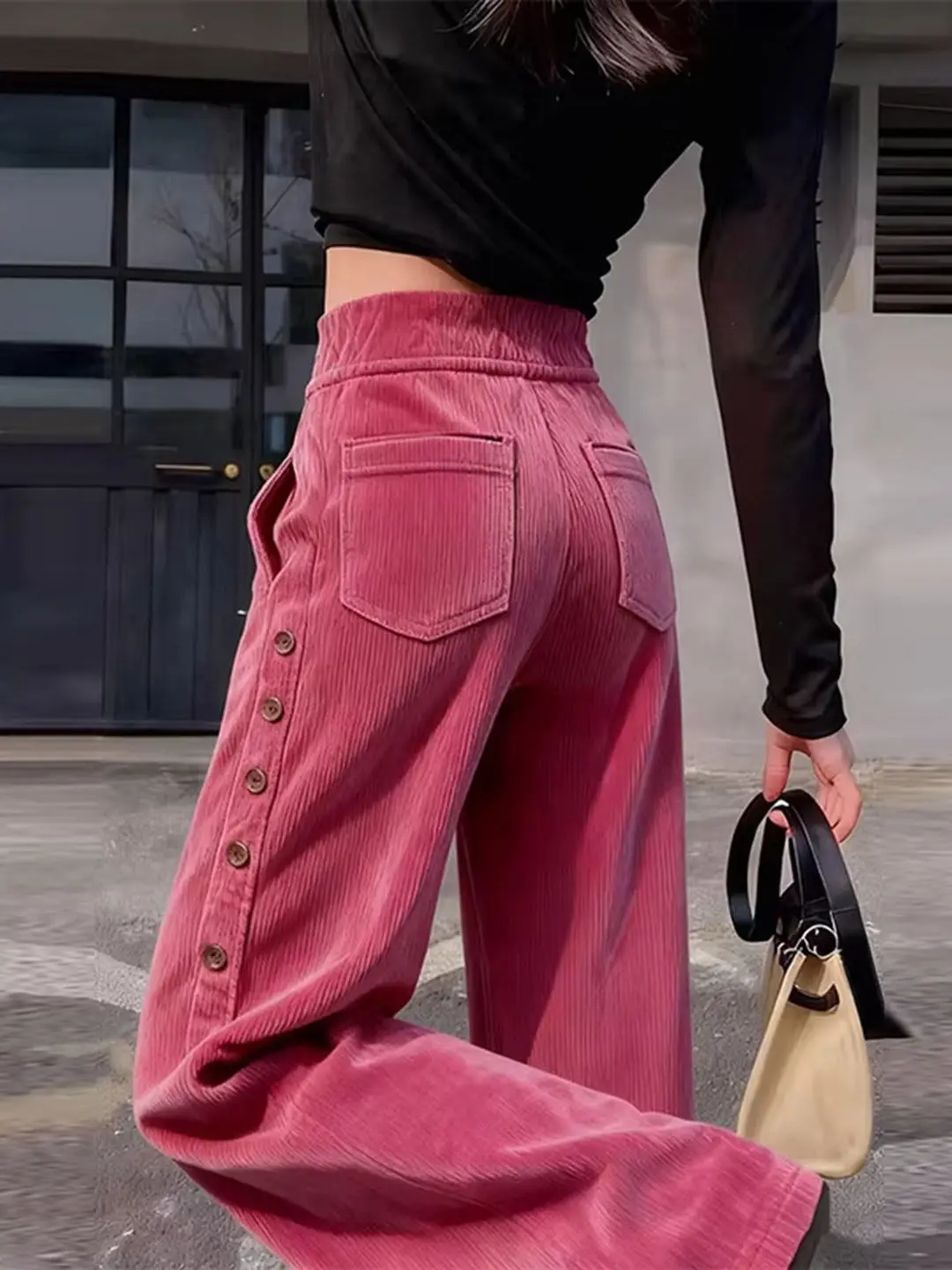 

Женские брюки с высокой талией и широкими штанинами, свободного кроя, прямые, в стиле ретро, повседневные, весна 2026, рабочая одежда