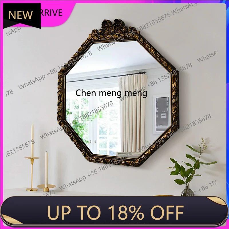 

C88 Polygonal retro decorative mirror household vanity mirror light luxury bathroom French entrance mirror