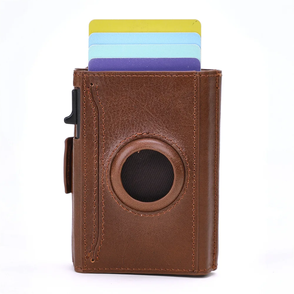 AirTag Wallet Cow Leather AirTag Wallet for Men, Minimalist Front Pocket Wallet with Airtag Holder,Leather Business Card Holder