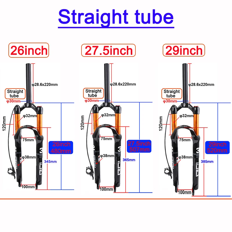 Вилка амортизатора для горного велосипеда диаметром 32 RL100mm из магниевого сплава вилка для горного велосипеда Air 26/27.5/29 дюйма
