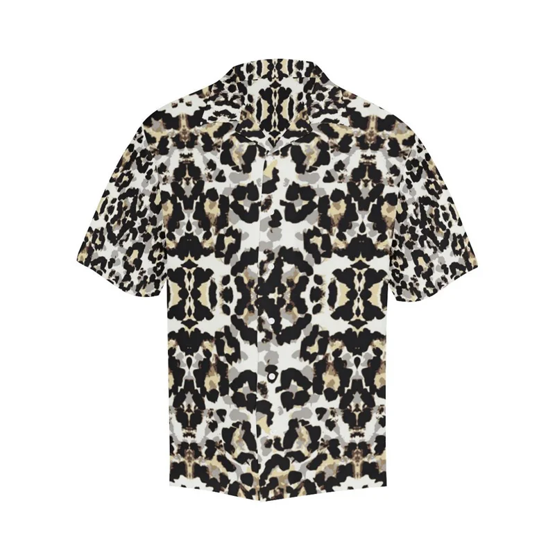 

Leopard Hawaiian Shirt For Men Women Summer Street 3d Printed Shirts Personalized Lapel Short Sleeves Y2k Loose Button Blouse