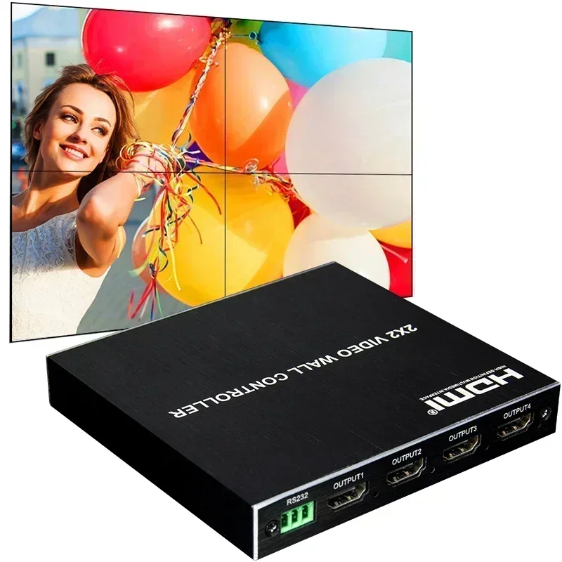 1080p 2x2 DVI HDMI Video Wall Controller 1X2 1X4 1X3 4x1 Multi Screen Splicing Processor TV Splicer Box 180° Flip Plug and Play