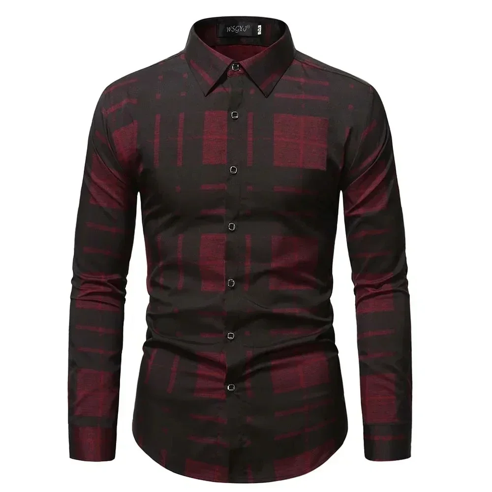 

Brand Mens Red Striped Shirts Plus Size Luxury Business Long Sleeve Camisa Masculina Fashion All Match Formal Blouses Men Tops