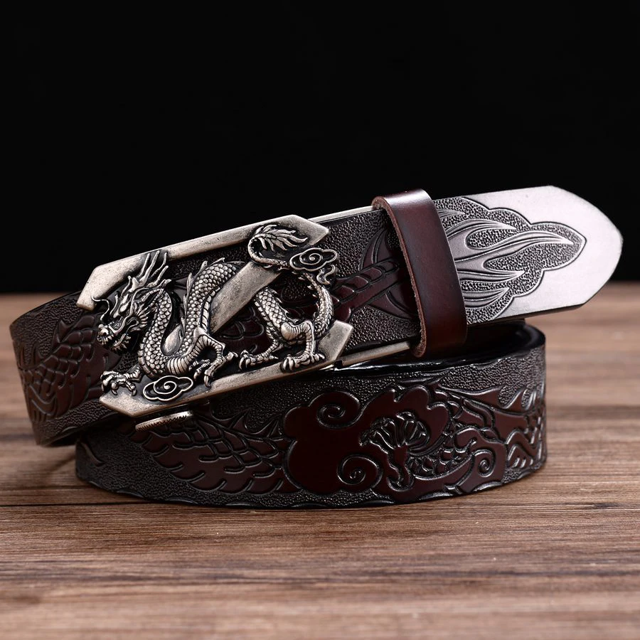 Men’S Genuine Leather Dress Belt Fashion Male Waistband New Automatic Buckle Strap Width:36mm Length:110-125cm