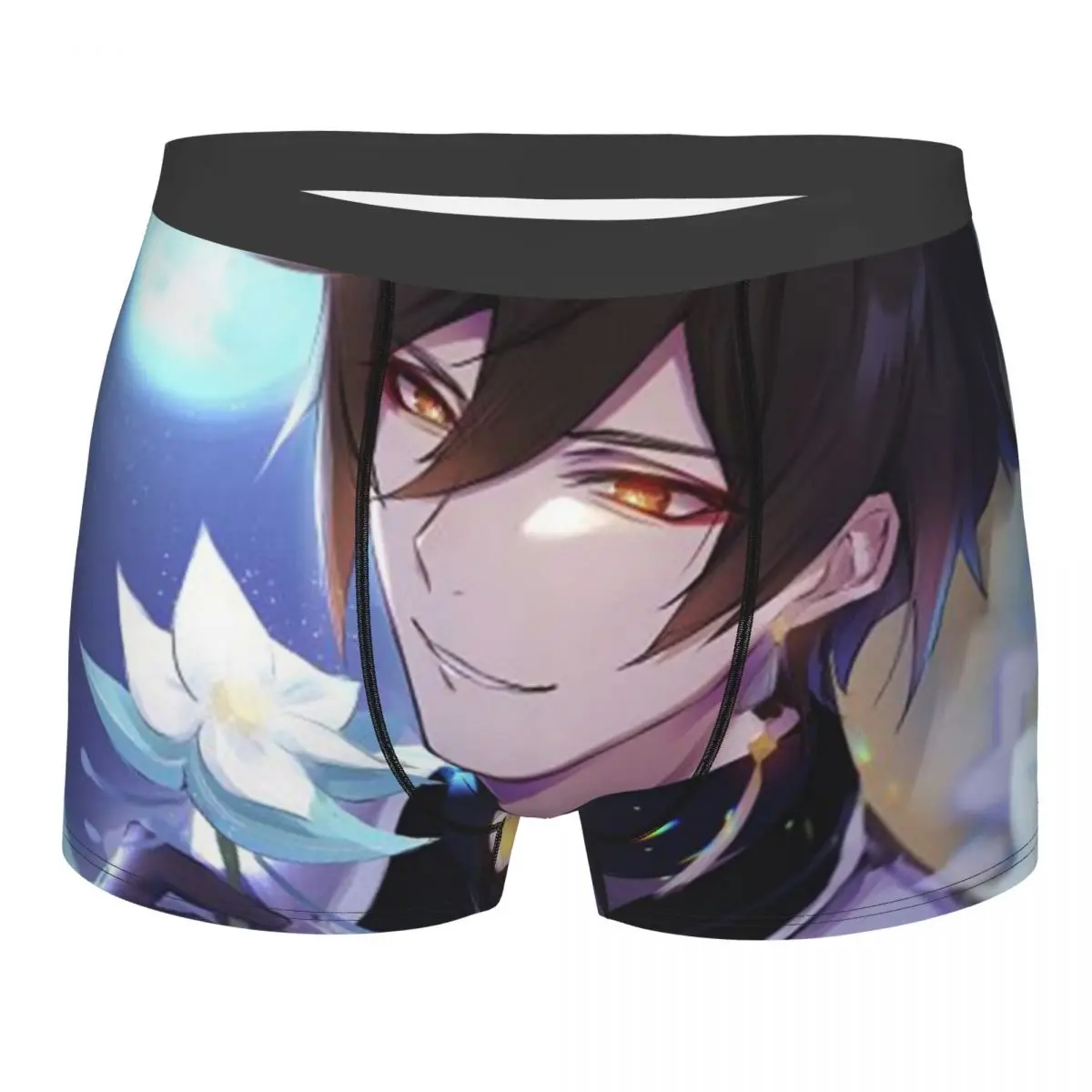 Male Cool Handsome Zhongli Underwear Genshin Impact Anime Game Boxer Briefs Soft Shorts Panties Underpants