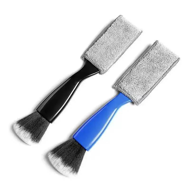 Car Interior Cleaning Brush 2 in 1 Soft Bristle Crevice Dust Remover for Air Vents Dash Detail Carpet Scraper Interior Detailing