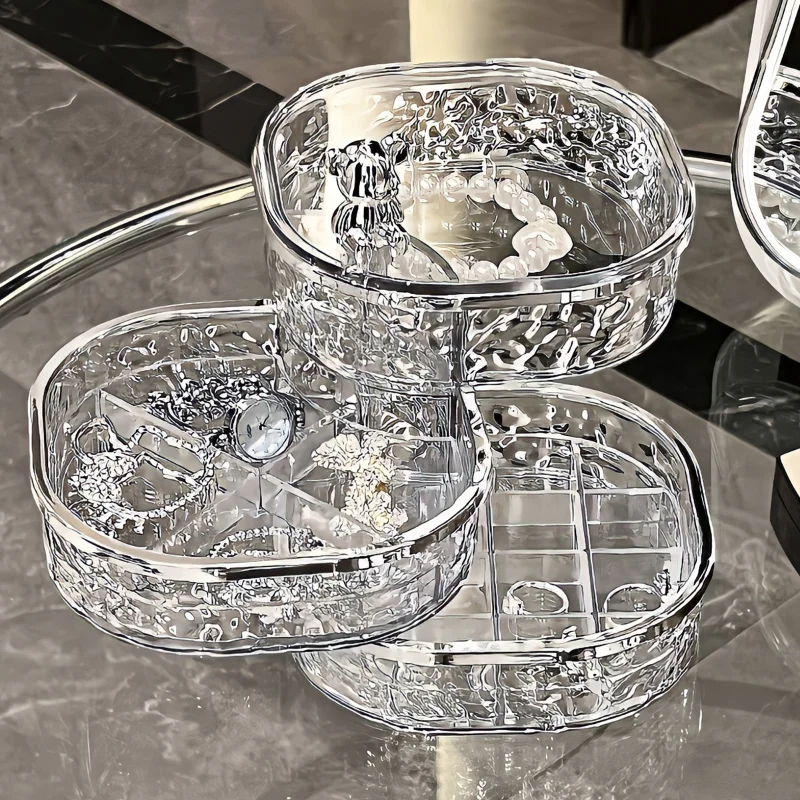 Rotating Earrings, Jewelry Storage Box, High-End Exquisite New Hairpin, Hair Band, Necklace, Stud Earrings, Dust Box