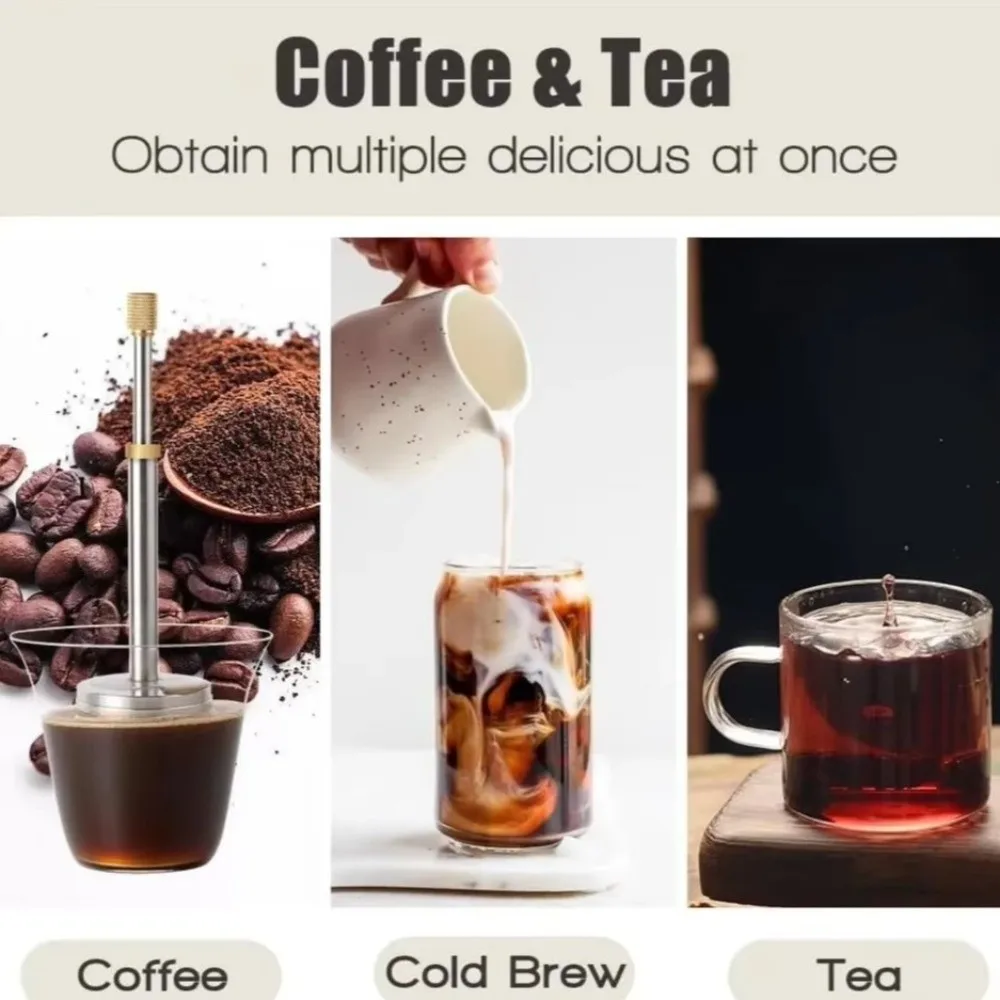 Press Tea and Coffee Infuser Press Plunger Extra Fine Mesh Tea Filter Screen Extended Handle Coffee Filter Restaurant Kitchens