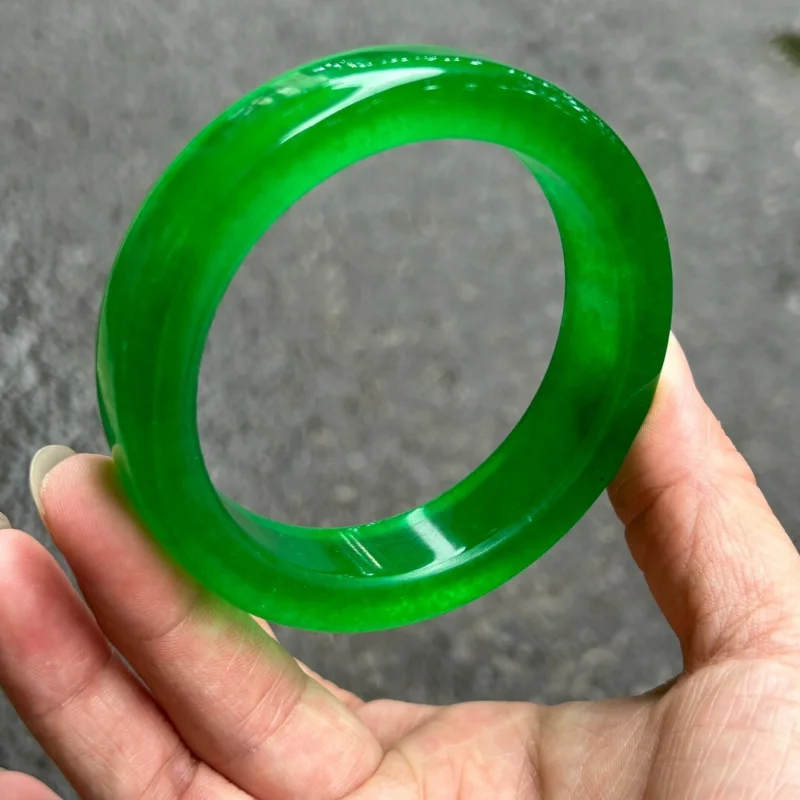 

Certificate Natural Burmese A high Icy Green Jade jadeite bangle bracelet 60MM