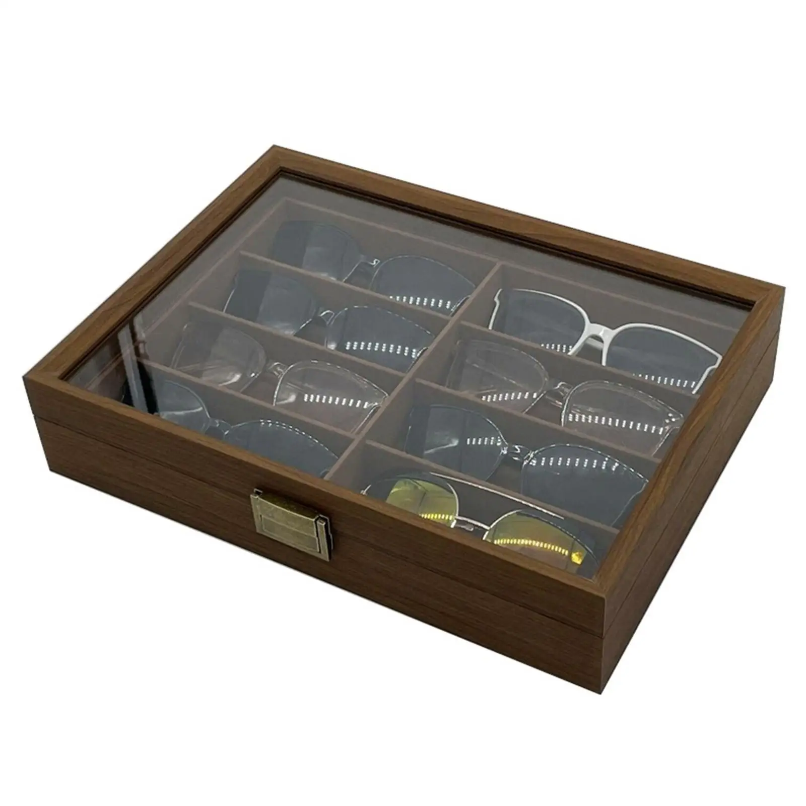 Wooden Sunglasses Organizer Box 8 Slots Eyewear Storage Container for Home