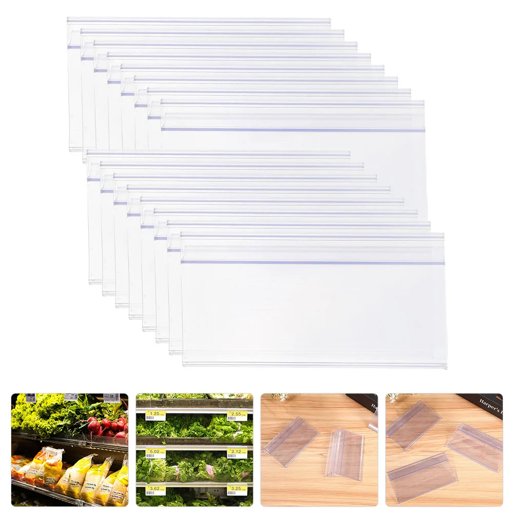 

25 Pcs Price Tag Strip Shop Label Holder Merchandise Sign Display Clear Shelf Pvc