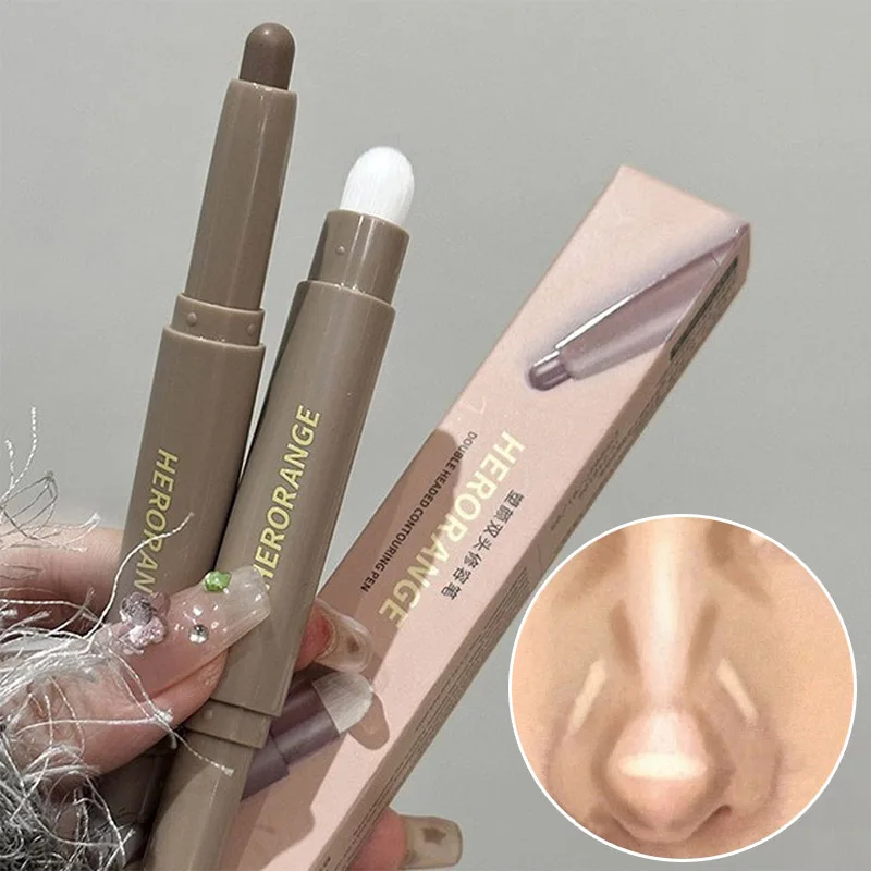 3 Colors Face Bronzer Contour Stick Nose Shaping Pen with Brush Cream Shadow Concealer Pen 3D Natural Long Lasting Cosmetics