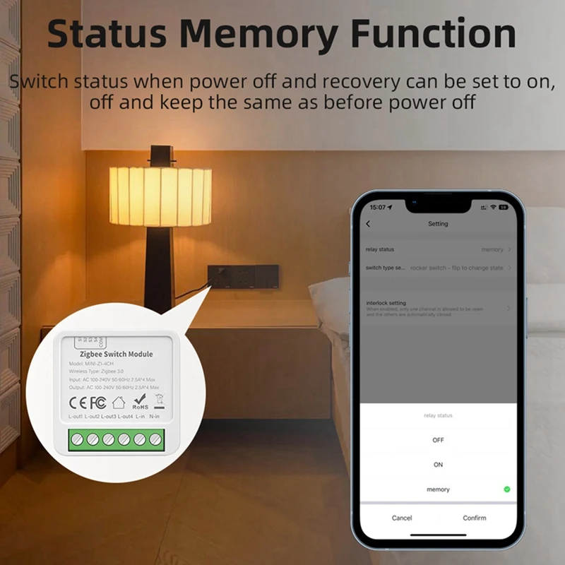 4-Way On/Off Switch Graffiti Smart ZigBee Smart 4-Way On/Off Switch Mini Concealed Box Switch-ABFB