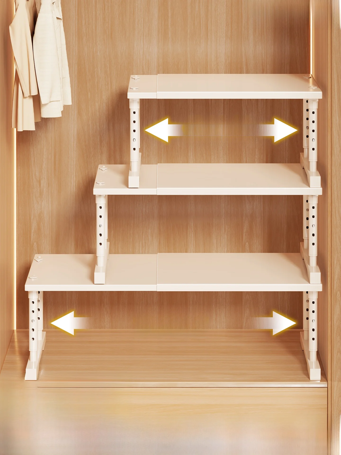 

Adjustable Expandable Closet Organizer Shelf Partition Wall Storage Rack for Wardrobe Shoe Cabinet Multi-layer Divider