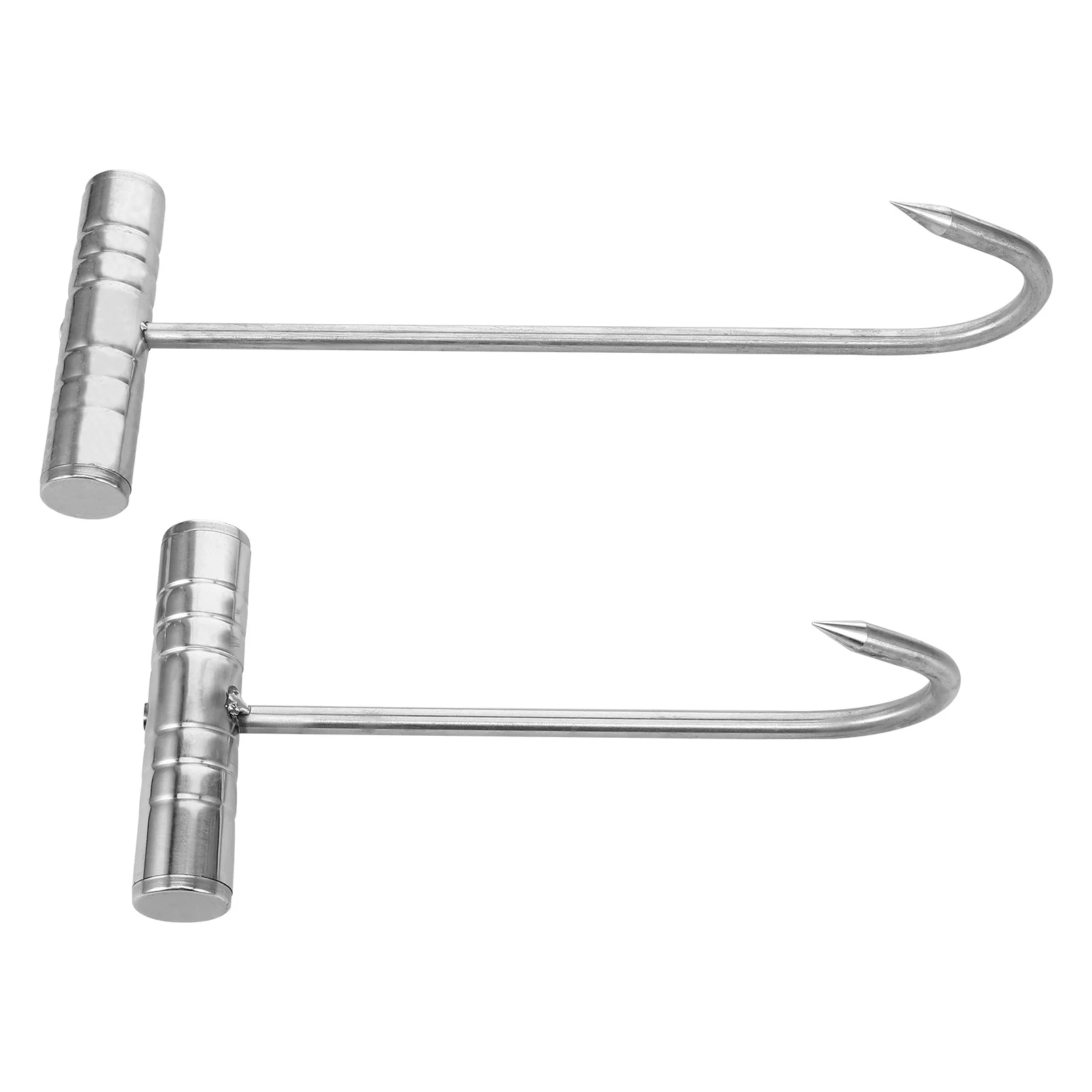 

2 Pcs T-hook Grilling Shop Meat Hooks Handheld Processing for Butchering Stainless Steel Hanger