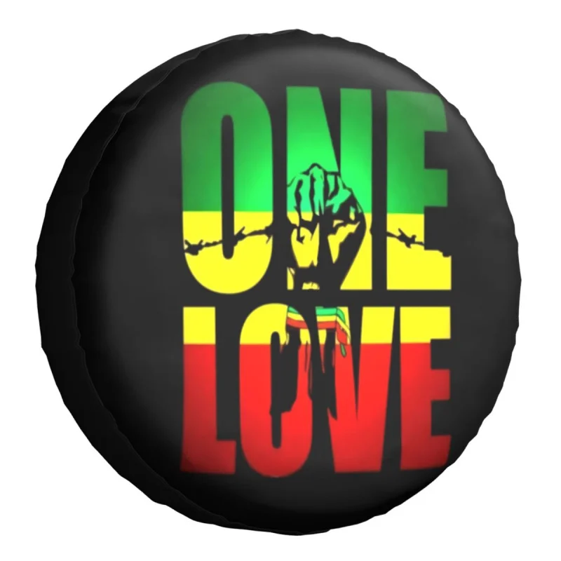 One Love Jamaica Reggae Spare Tire Cover Case Bag Pouch Waterproof Dust-Proof Wheel Covers for Jeep Hummer