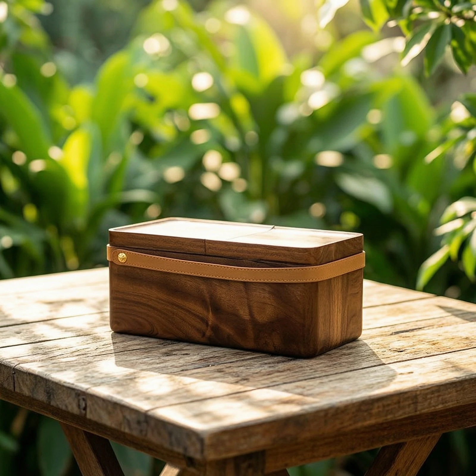 Tea Storage Box Walnut Wooden Tea Box Portable Compact for Outdoor