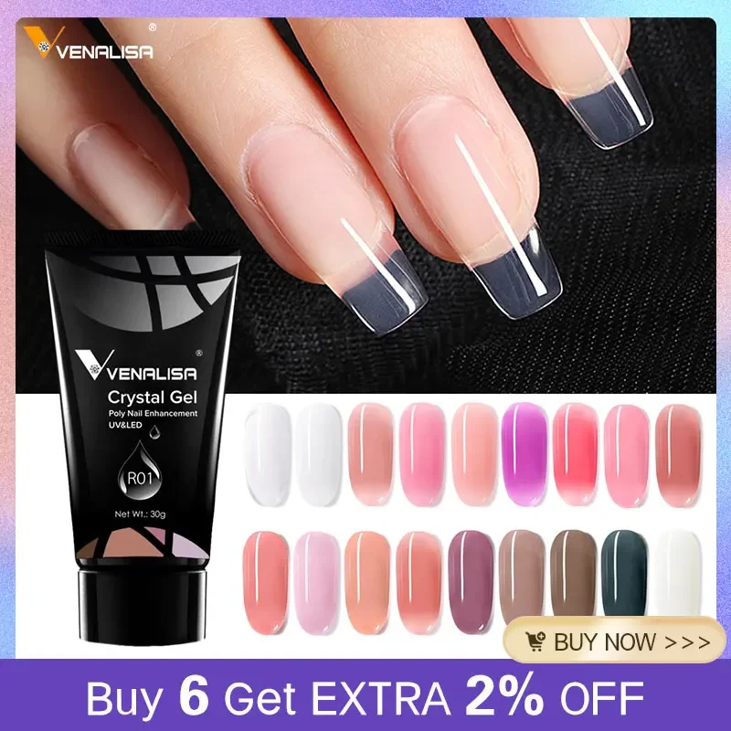 

VENALISA Poly Nail Gel Nail Acrylic Gel Self Leveling Natural Pink Prolong Gel Clear Color Crystal Gel Nail Nail Art Jelly Gel