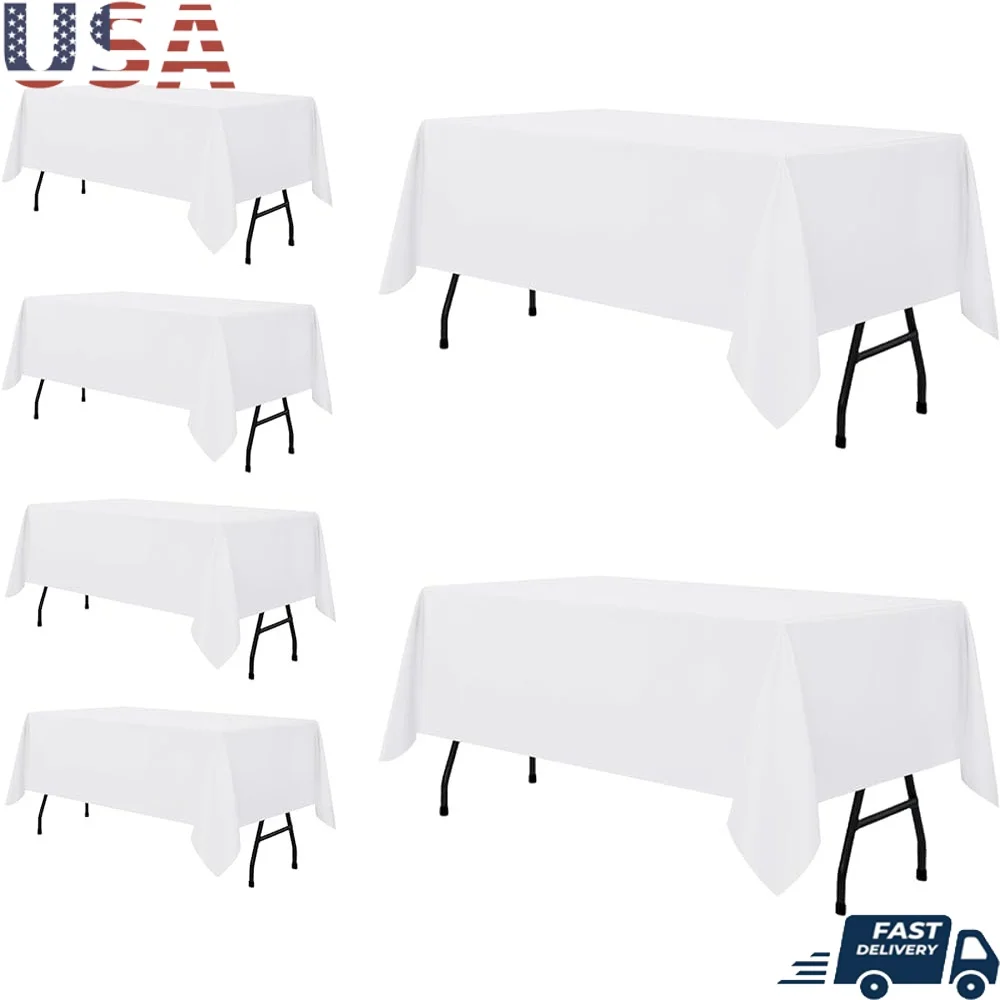 

6 упаковок прямоугольных чехлов для столов 60x84 дюймов, устойчивые к пятнам моющиеся полиэстеровые скатерти для столов, вечеринок, банкетов, свадеб, уличных