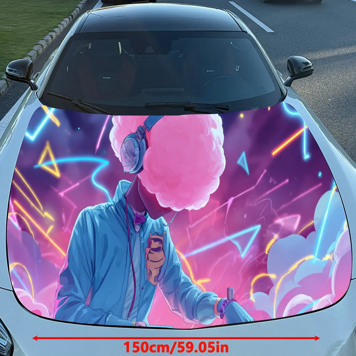Cool Neon - Character Car Hood Stickers - Self-Adhesive, Waterproof and Durable Vinyl Wrap, Decorate And Protect Your Car, Fit F