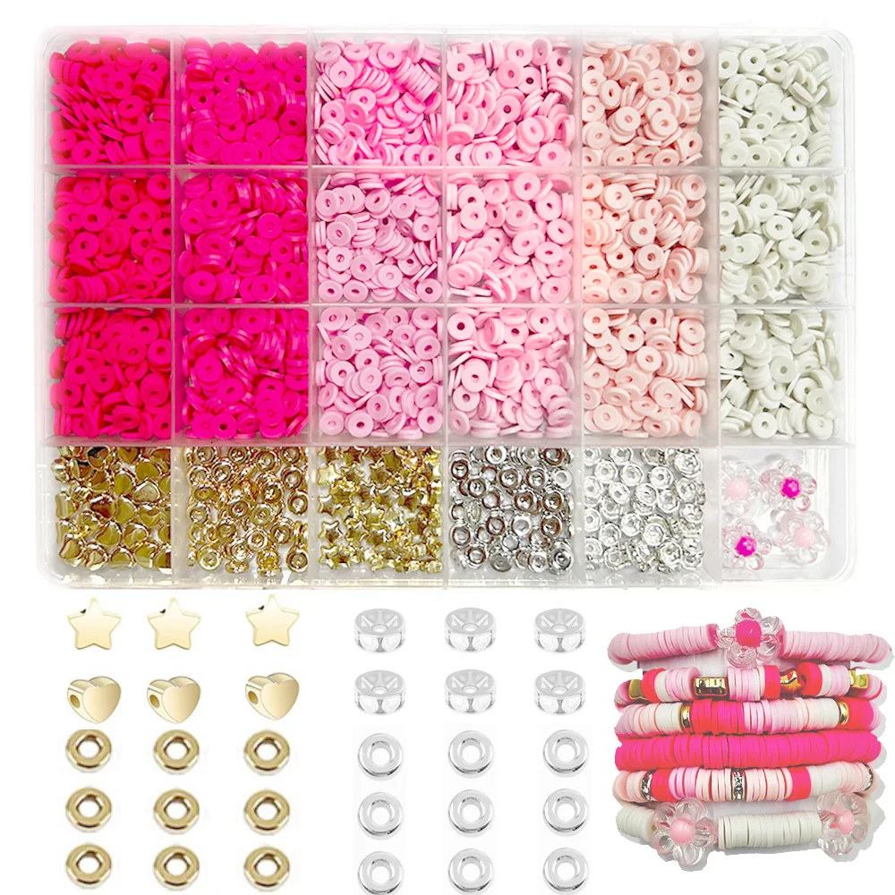 

DIY Clay Beads set for Bracelet Necklace Making 3 Boxes Jewelry Making Kit Polymer Spacer Preppy Beads for Jewellery making