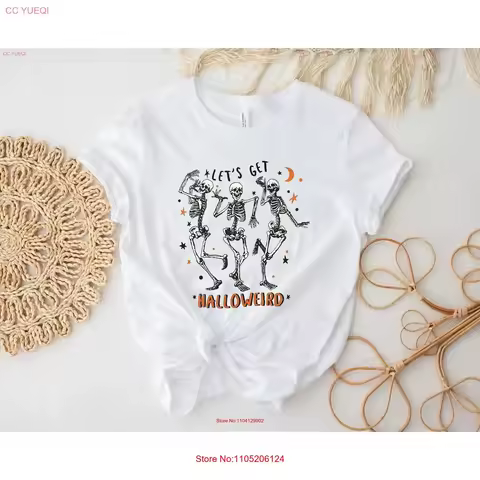 Let's Get Halloweird halloween shirt Funny T skeleton spooky autumn gift vintage Washed Stretched graphic designer clothes