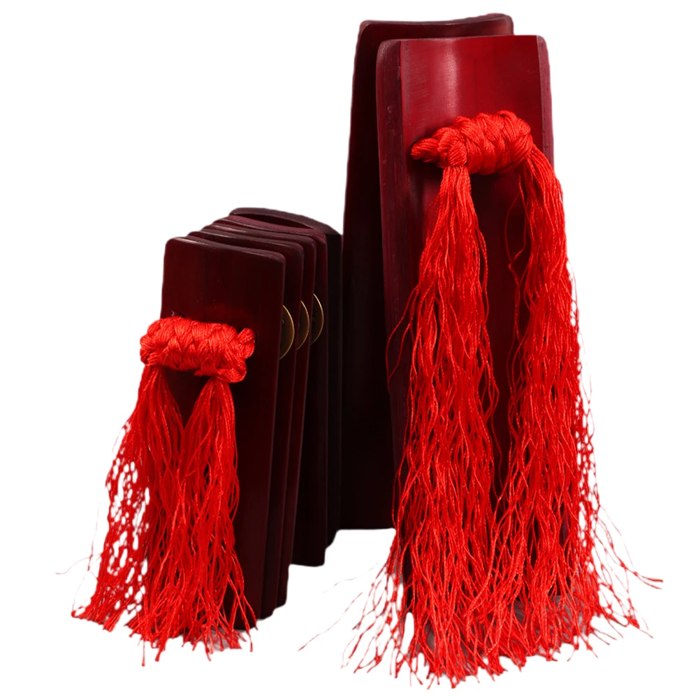 

2 Pcs Bamboo Percussion Instruments Kids Chinese Traditional Allegro Clapper Musical Durable Red Set Large