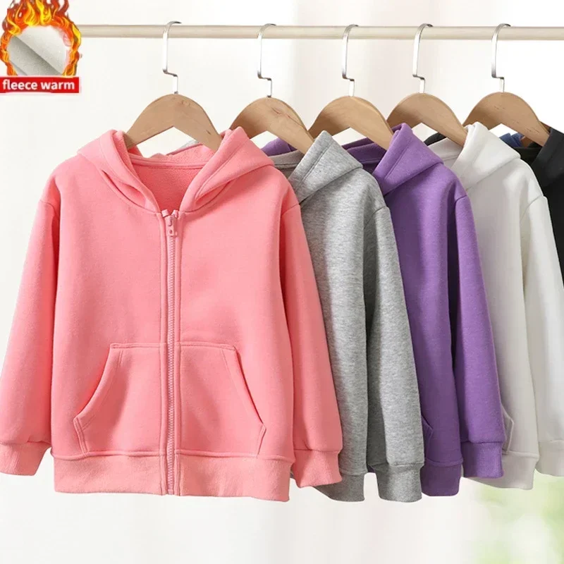 Winter Clothes for Boys Polar Fleece Thick Warm Sportswear Tops Girls Hoodies 4-18 Years Casual Outerwear Teenage Kids Clothes