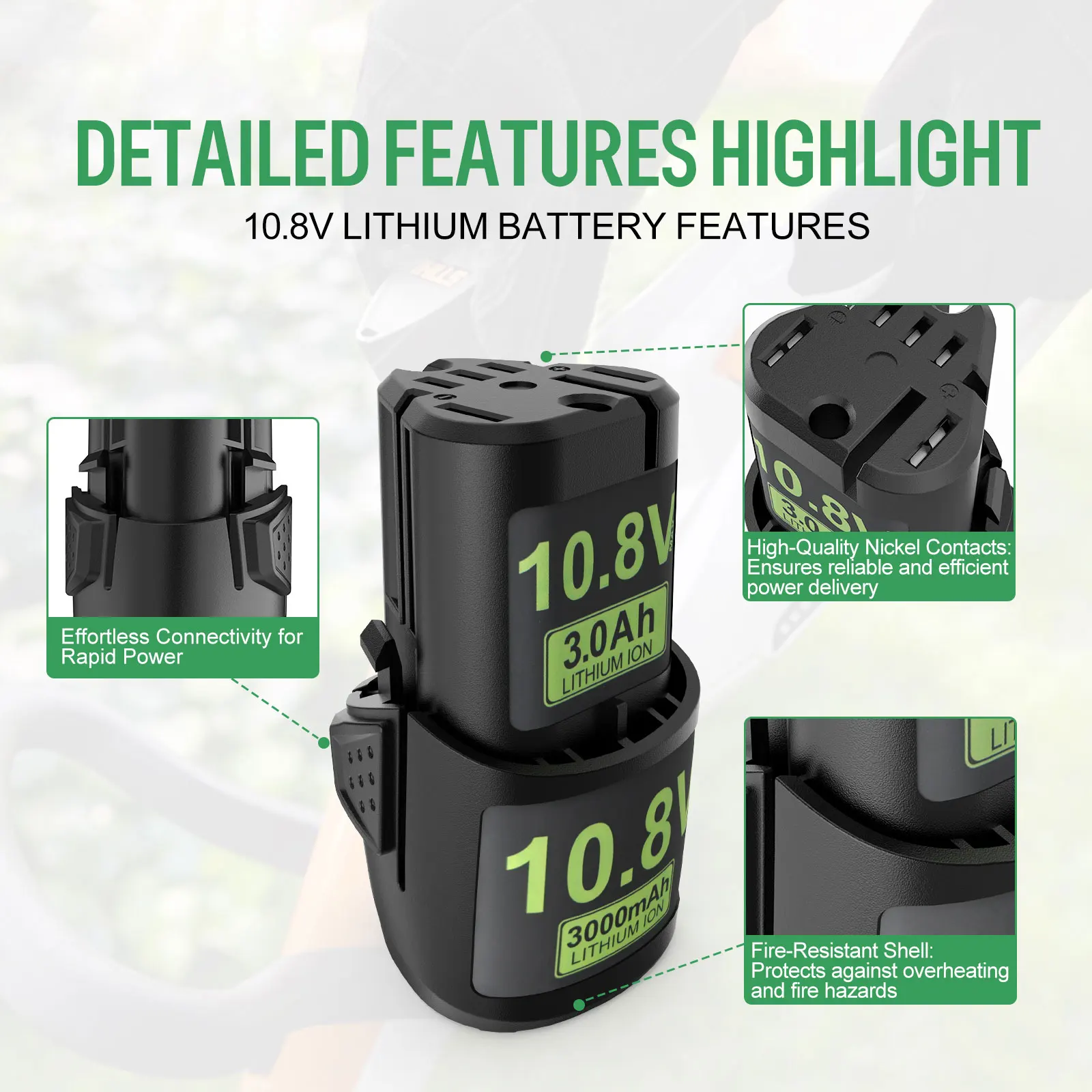 Dreamdash แบตเตอรี่3.0Ah ลิเธียมแบตเตอรี่โทรศัพท์1/2/4ชิ้นใช้ได้กับ GTA26 stihl SEA20/hsa 25/hsa 26/AS2 10.8V เครื่องมือไฟฟ้า