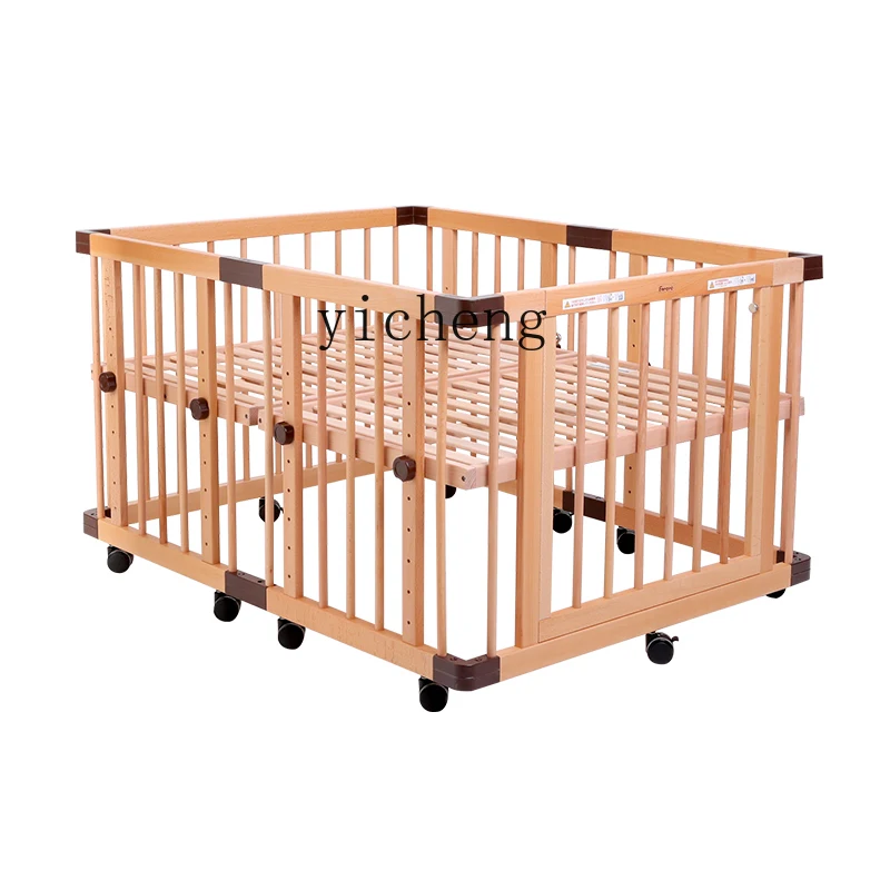 

Tqh Twin Crib Solid Wood Twin BB Bed Large Size Multi-Functional Stitching Big Bed Game Fence