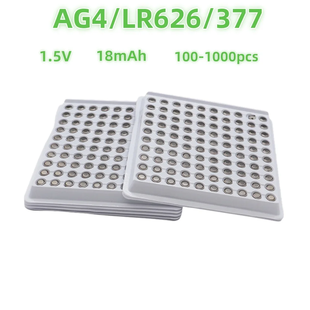 New 100-500pcs AG4 LR626 Button Battery 1.55V 377 SR626SW Batteries for Watch Remote Control Toy Medical Instruments Alarm