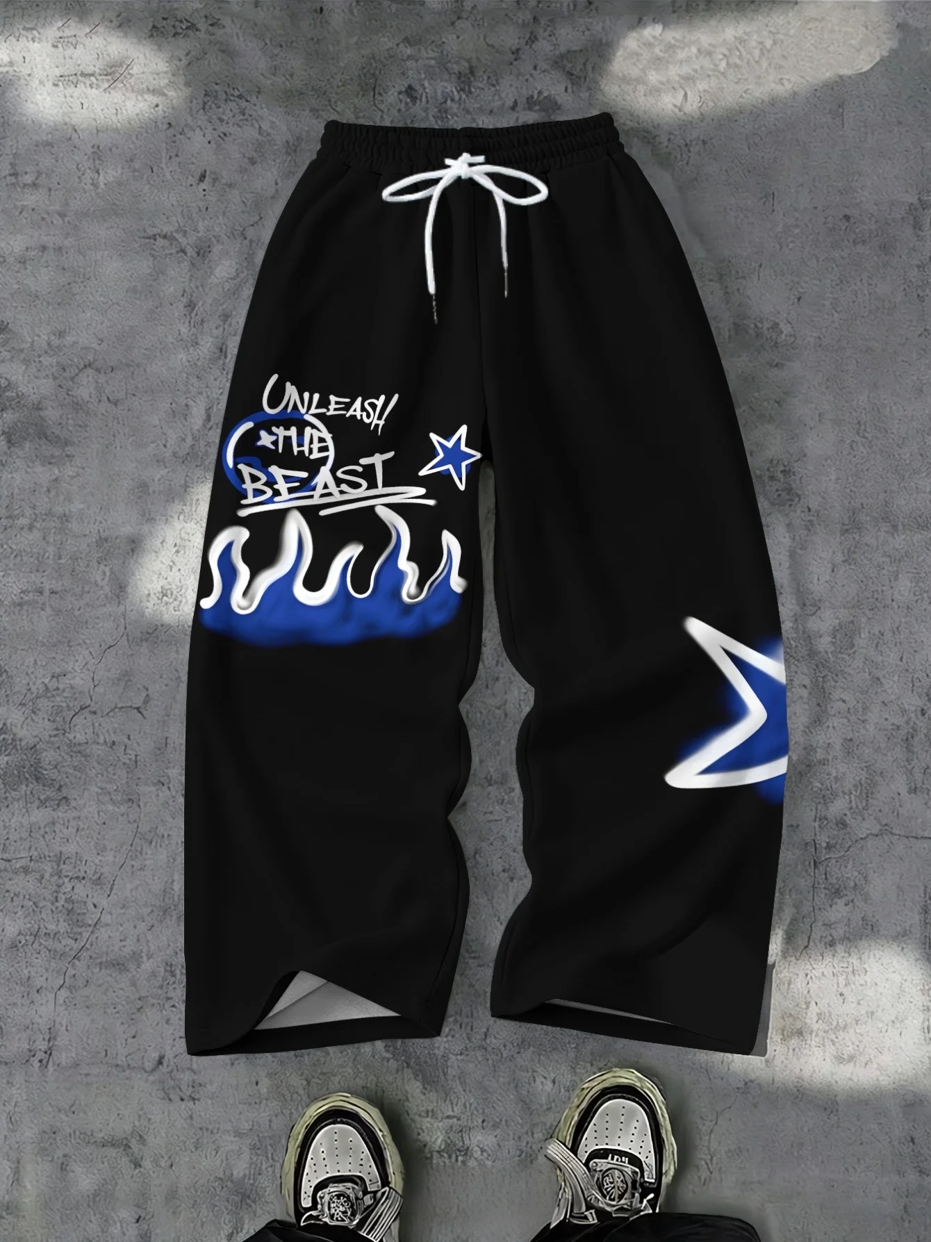 2026 Neues Modell Herren Gothic Vertikale Grafik Weite Jogginghose mit Kordelzug Lose Gerade Baggy Y2K Dark Punk Streetwear Hose. – Detail 3