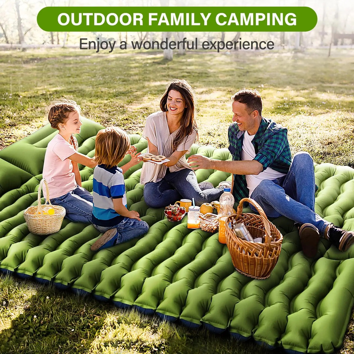 Inflatable Mattress for Outdoor Camping, Foldable Inflatable Double Mattress